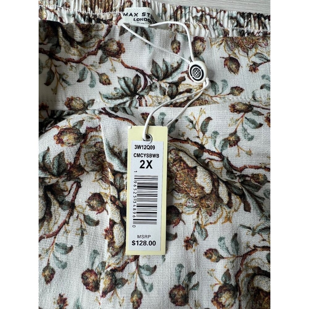 Max Studio Pull-On Floral Print Wide-Leg Cropped Pants 2X - Picture 10 of 12